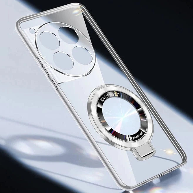 OnePlus 10R Transparent Electroplated Rotating Stand Case