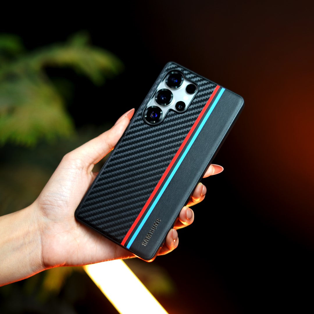 Dynamic Sporty Carbon Fiber Leather Case - Samsung