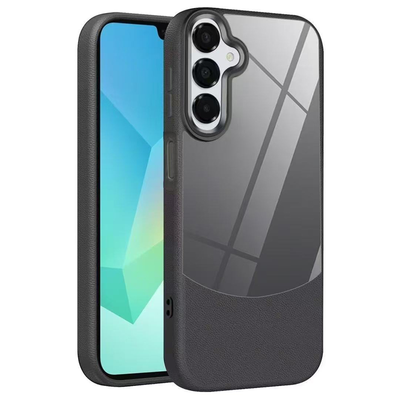 Galaxy S Series Splicing Leather Texture Clear Acrylic Case