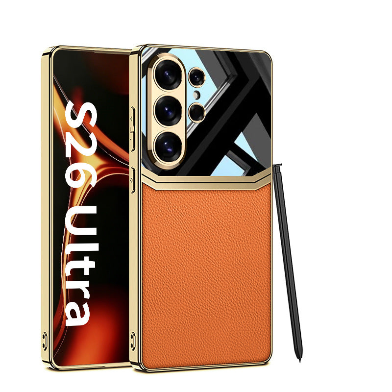Galaxy S26 Series Legacy Chrome Leather Orange Case