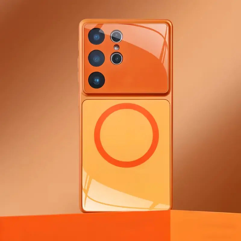 Galaxy S26 Series Glazier 360 Crystal Glass Orange Case