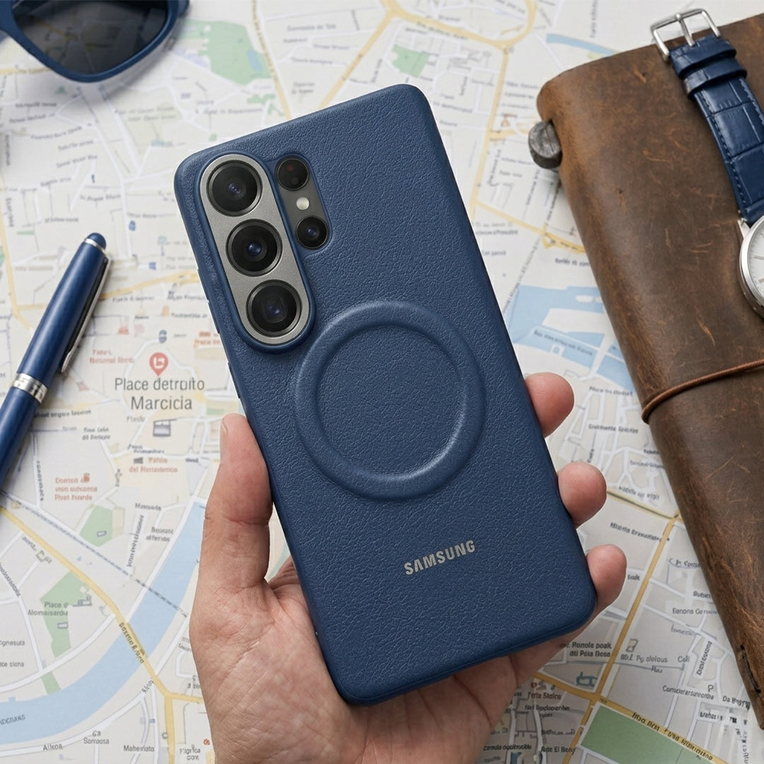 Galaxy S26 Series Smooth Sandstone Luxury Leather Case
